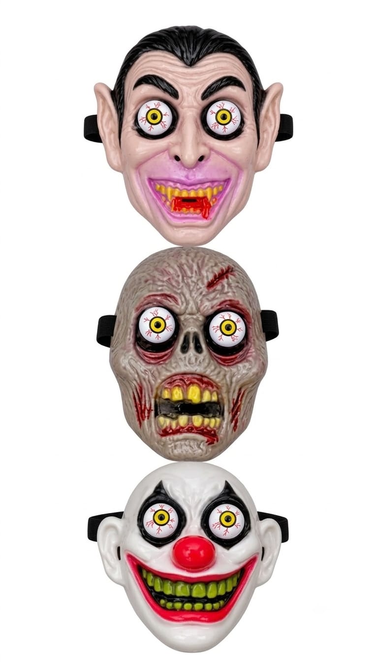 Trío de Máscaras con Ojos Saltones en Resorte