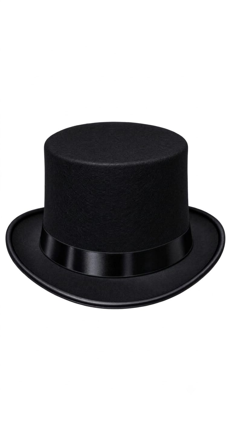 Sombrero de Copa Clásico de Fieltro Negro