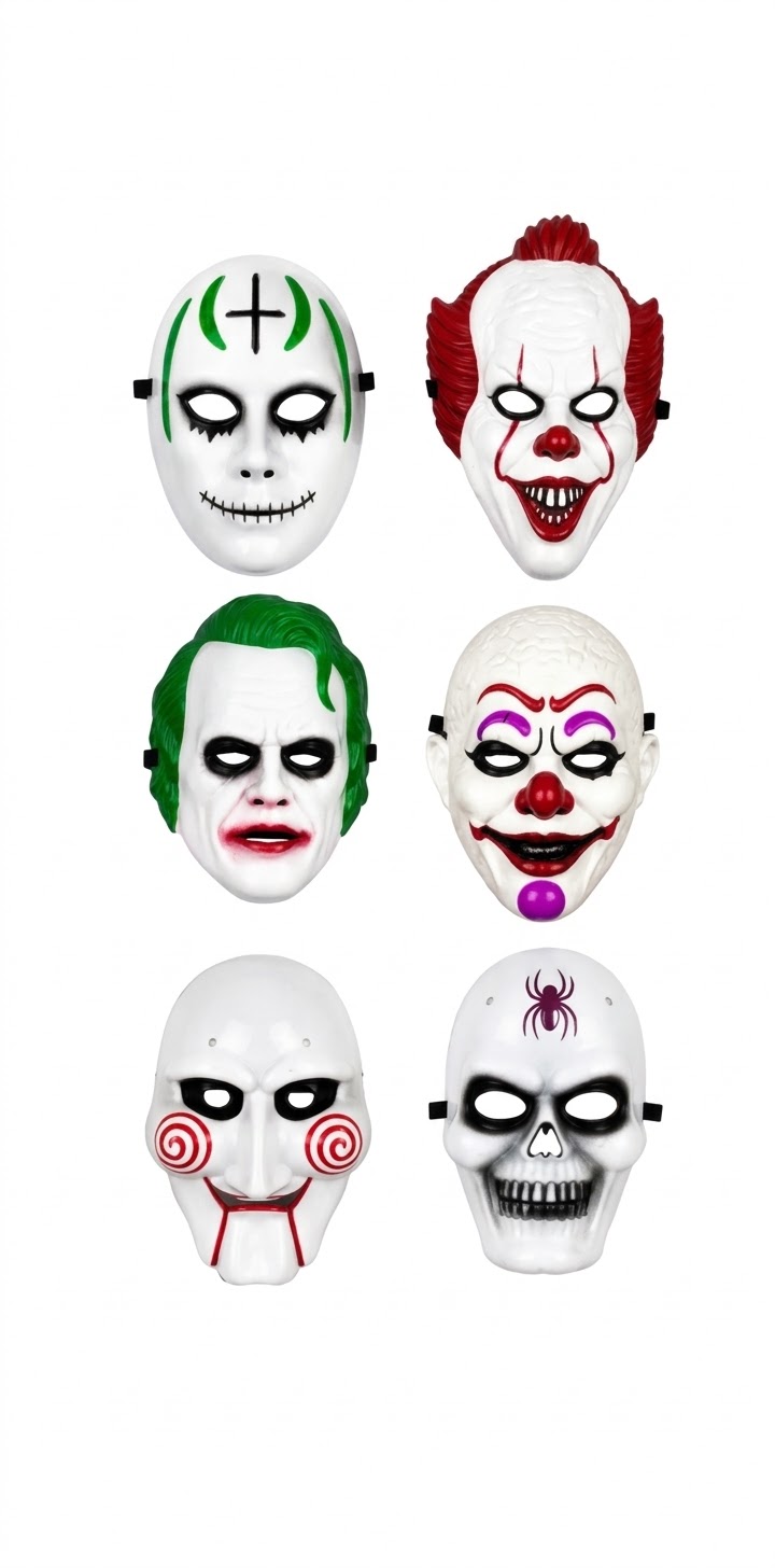 Set de 6 Máscaras Terror de Película (Saw, Purga, Joker)
