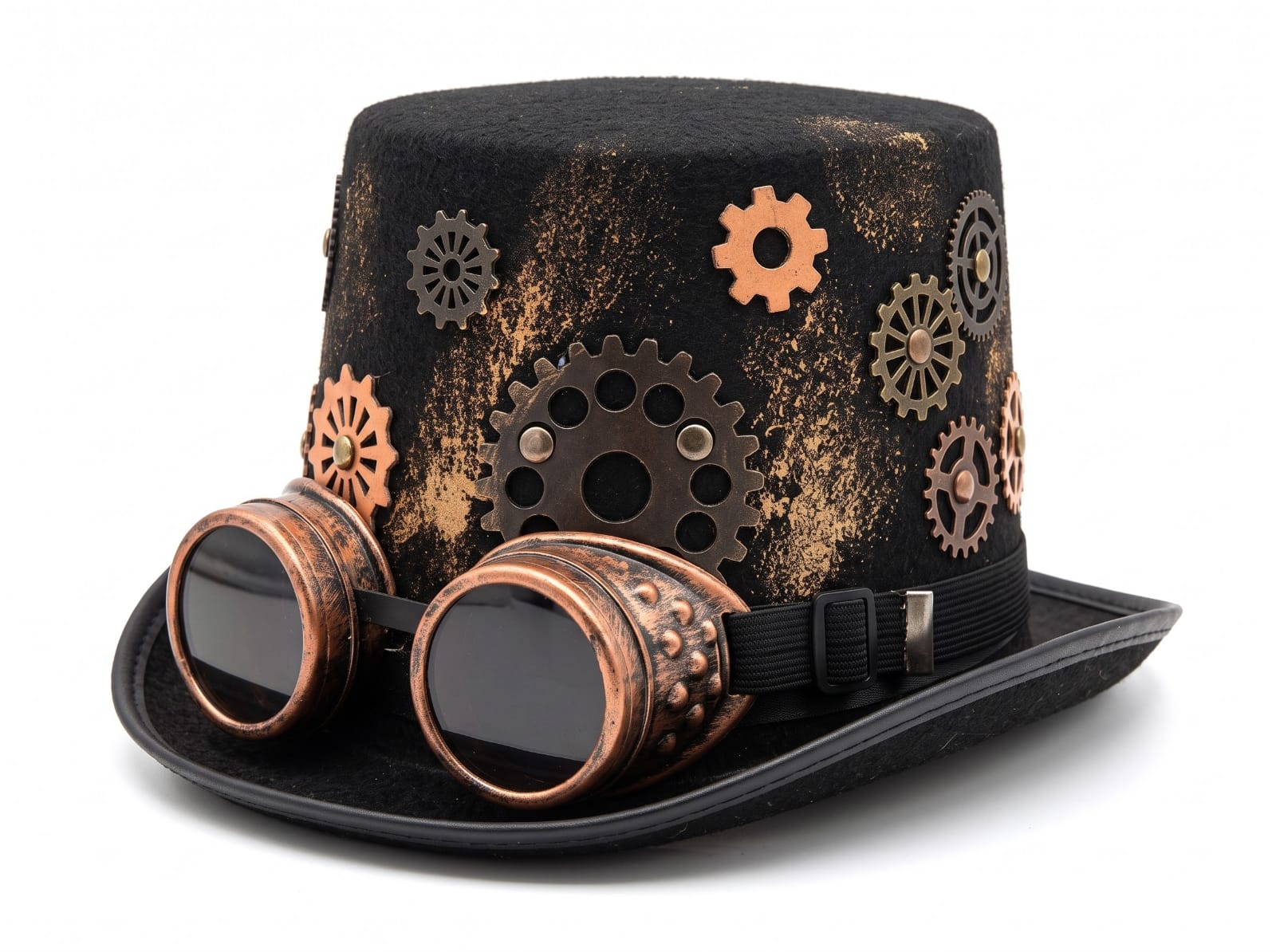 Sombrero de Copa Steampunk con Goggles y Engranajes