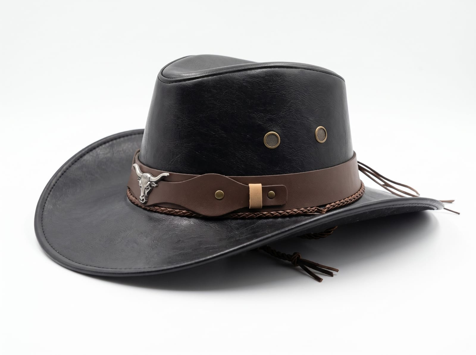 Sombrero de Vaquero Western en Cuero con Hebilla Toro
