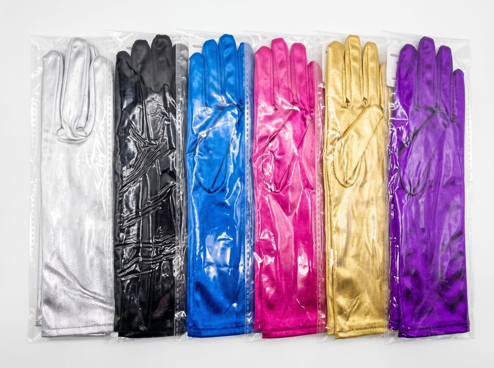 Guantes Largos de Satén Metalizado de Noche